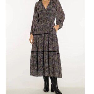 Elizabeth James The Label Hallie dress paisley size XS tiered smocked NWT